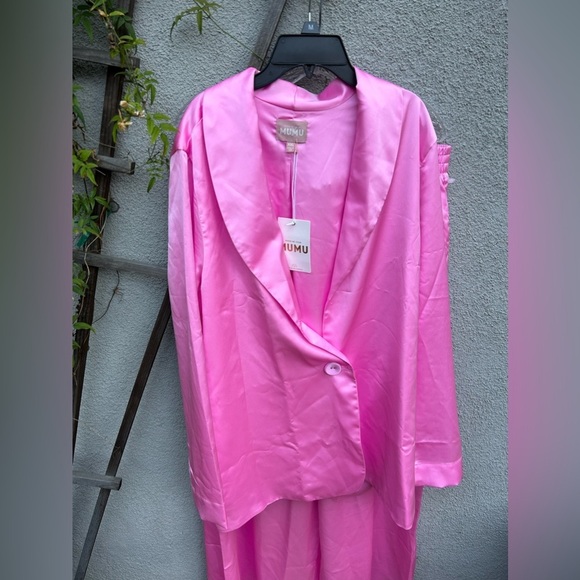 Show Me Your Mumu Felix Blazer + Irwin Pants Pink Luxe Satin New with Tags! - Picture 11 of 11